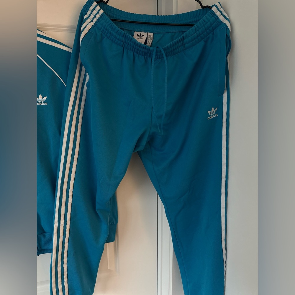 Adidas tracksuit blue